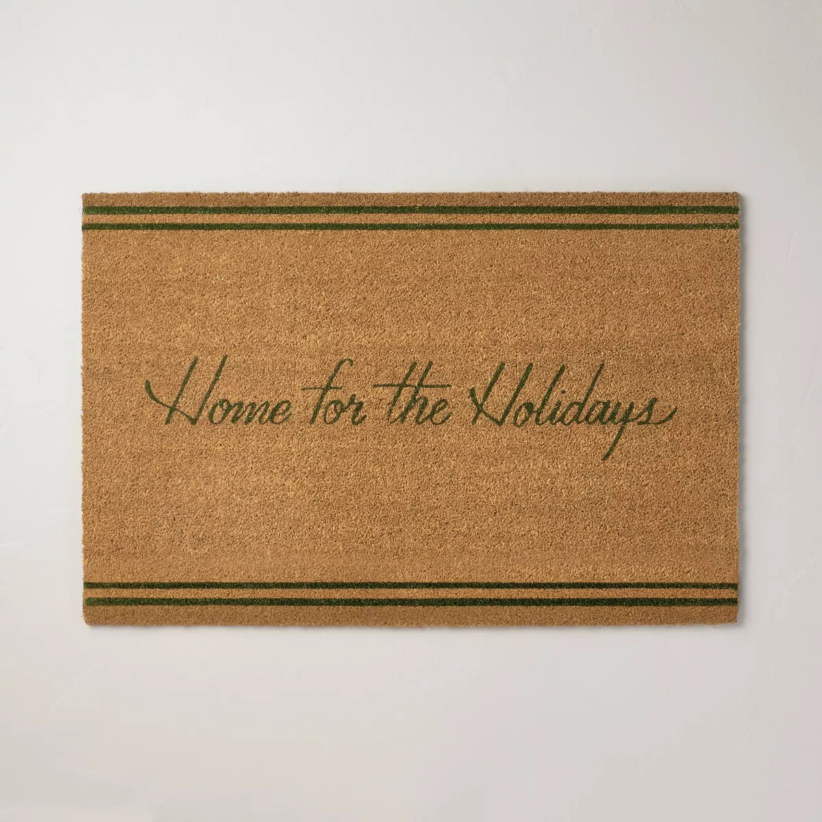 Home for the Holidays Coir Christmas Doormat Tan/Evergreen - Hearth & Hand™ with Magnolia | Target