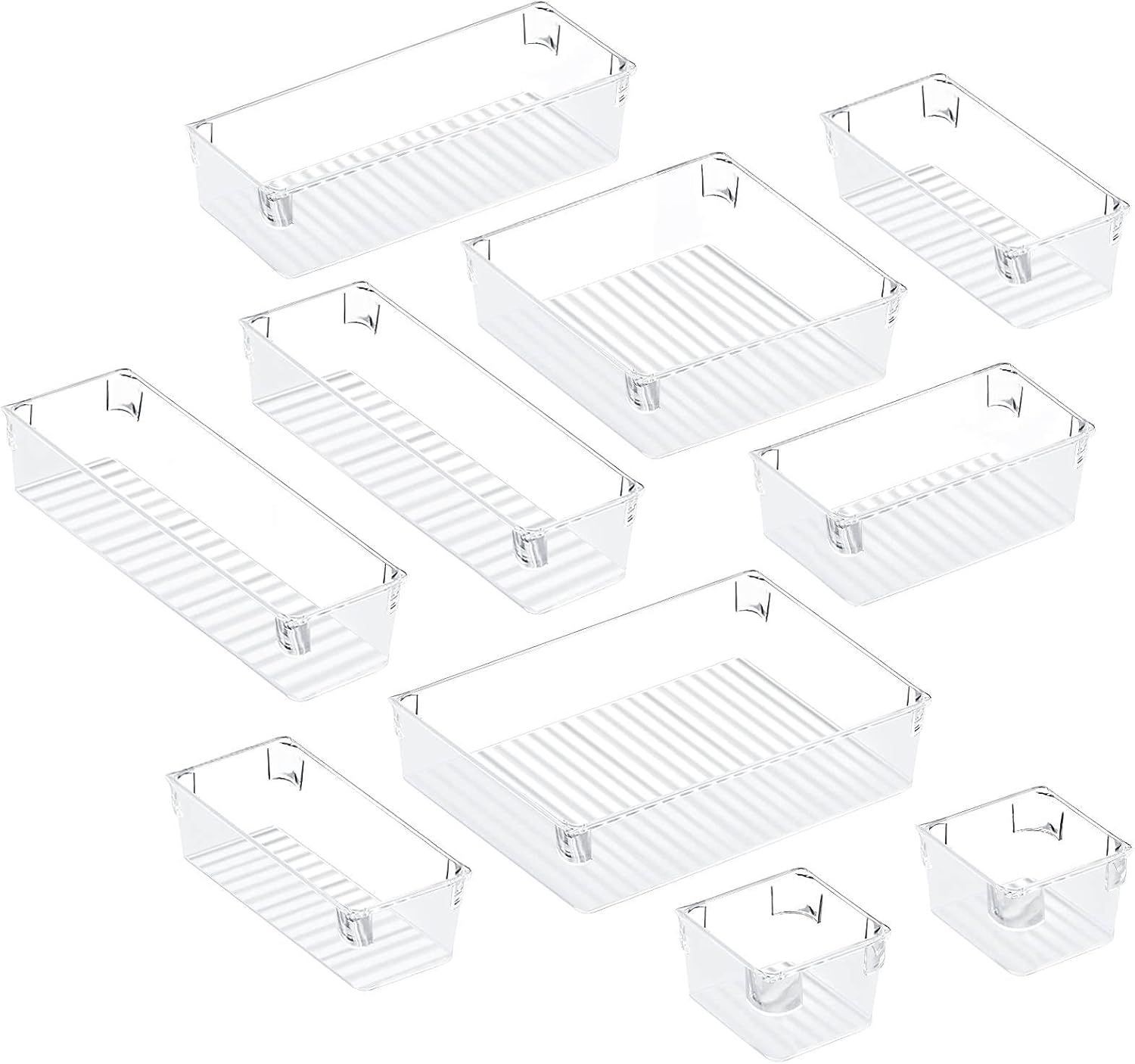 Puroma 10Pcs Drawer Organizer Set 5-size Versatile Vanity and Bathroom Drawer Organizers, Clear P... | Amazon (US)