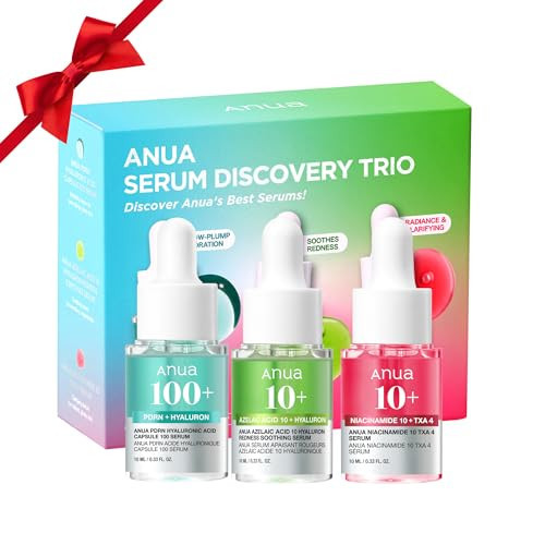 Anua Serum Discovery Trio, Mini Face Serum Travel Size Kit with Hyaluronic Acid, Niacinamide & Azelaic Acid, Hydrating Soothing Gift Set for Women, Korean Skincare Set -10ml/0.33fl.oz × 3EA | Amazon (US)