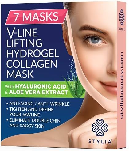 7 Piece V Line Shaping Face Masks – Lifting Hydrogel Collagen Mask with Aloe Vera – Anti-Agin... | Amazon (US)