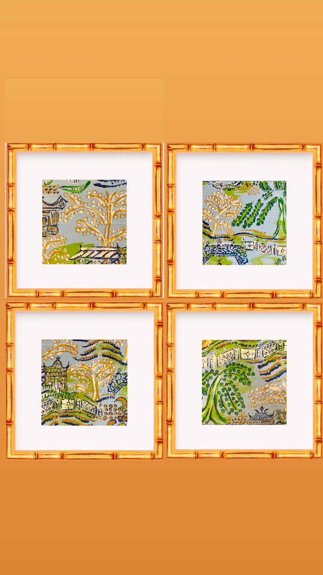 Set of Four Fine Art Canvas Paper Chinois Landscape Prints Matted (these Come Unframed as Matted ... | Etsy (US)