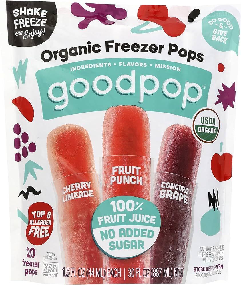 GOODPOP Organic Assorted Freezer Pops 20 Count, 30 FZ | Amazon (US)