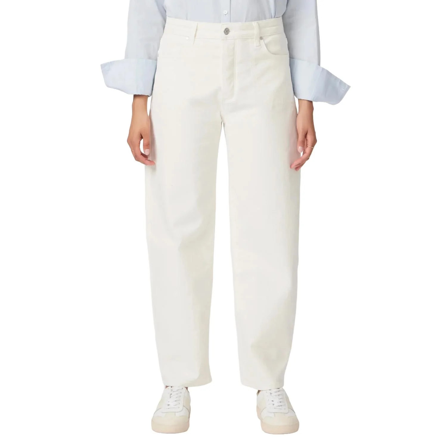 Alexis High Rise Barrel Leg Jean In Tonal Ecru | Shop Simon