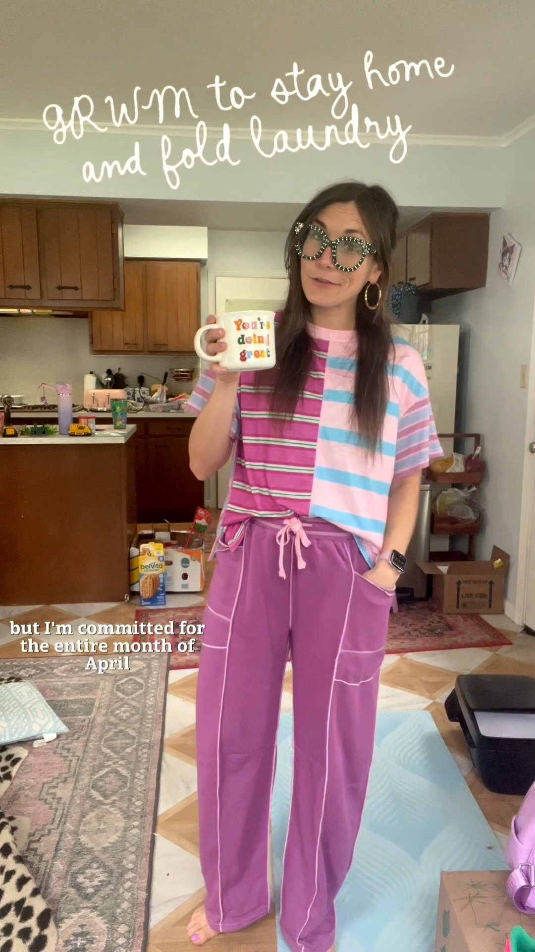 Stay at home OOTD 🫶🏻

For reference: 5’4”, 135lbs. Wearing a S in top and bottoms (TTS) 

Cozy colorful style, colorful fashion, eclectic style

#LTKmomlife #LTKgrwm #LTKdayinmylife