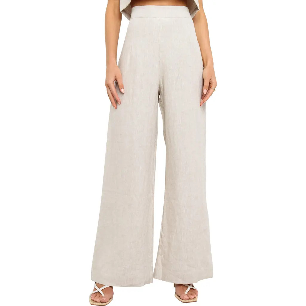 Petal & Pup Devlin Linen Wide Leg Pants in Beige at Nordstrom, Size 12 | Nordstrom
