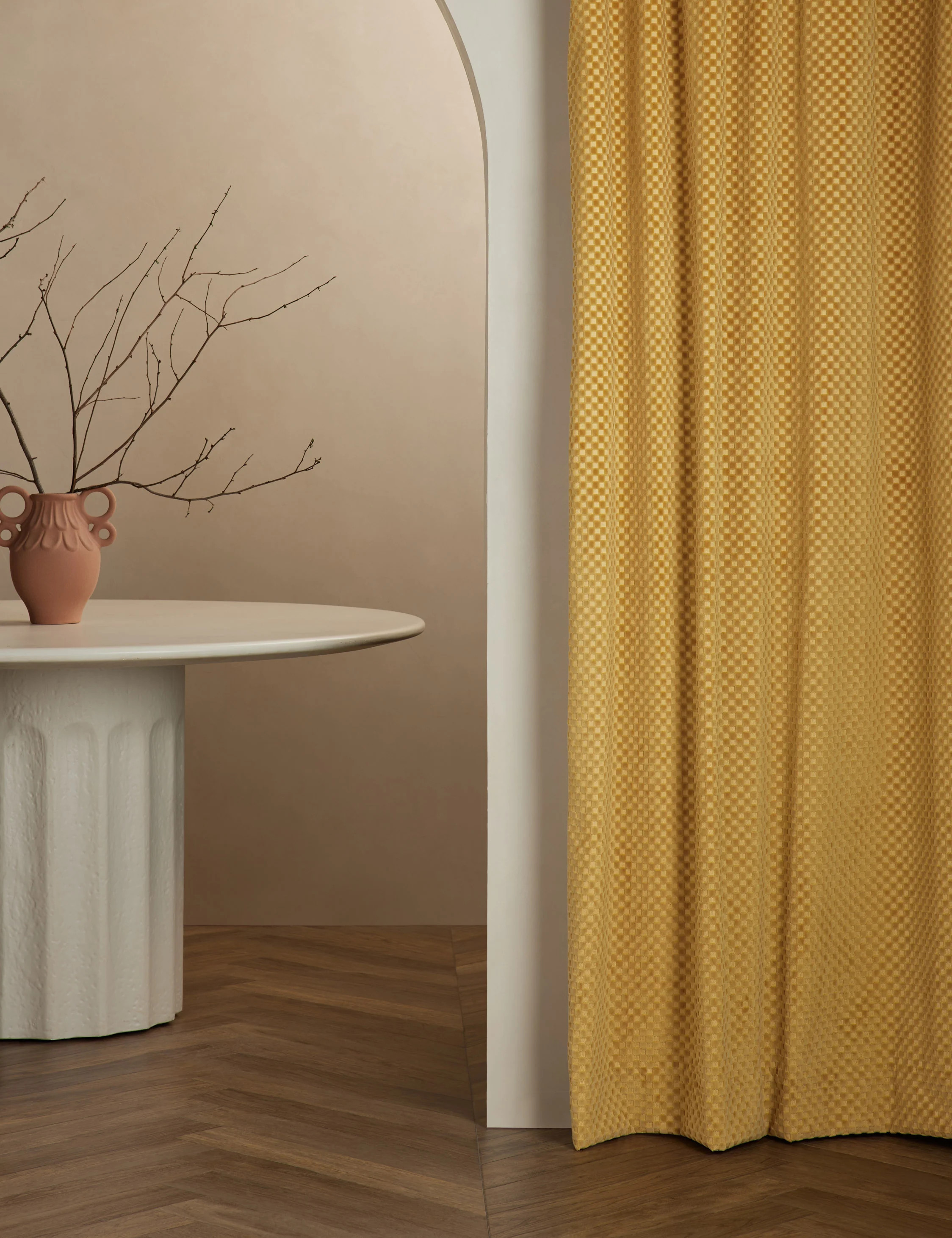 Hi-Lo Checker Velvet Curtain Panel by Sarah Sherman Samuel | Lulu and Georgia 