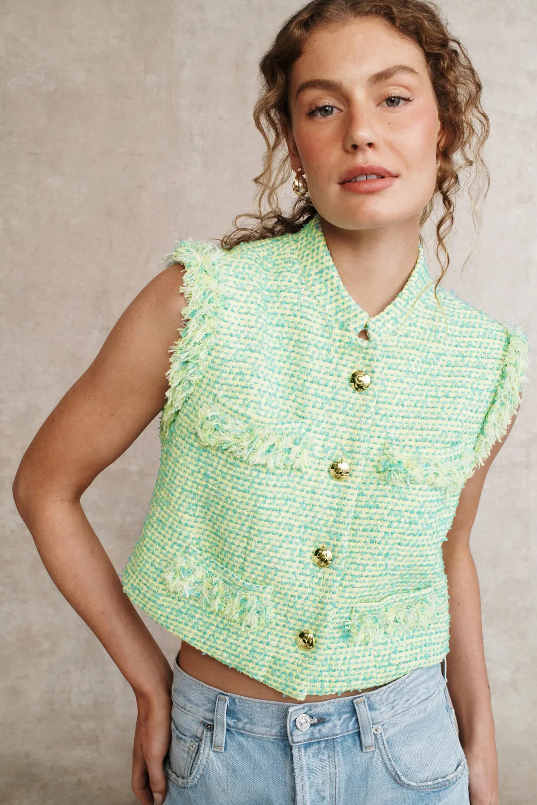 Lola Tweed Sleeveless Jacket | Rent the Runway