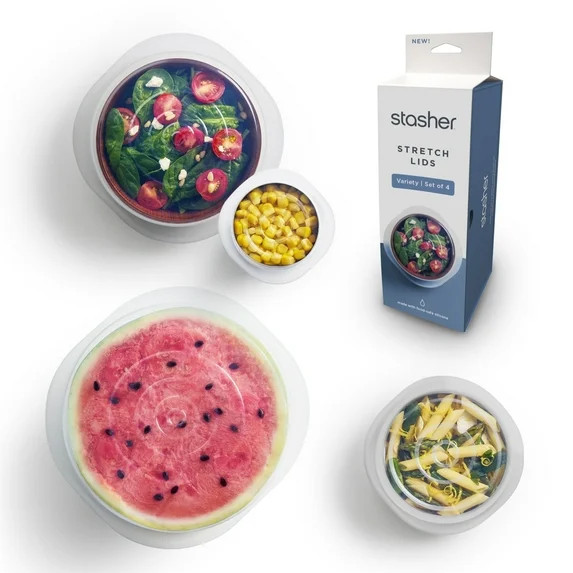 Stasher Premium Reusable Silicone Stretch Lids Variety 4-Pack, Clear, 9”, 6.5”, 4.5”, 2.5... | Walmart (US)