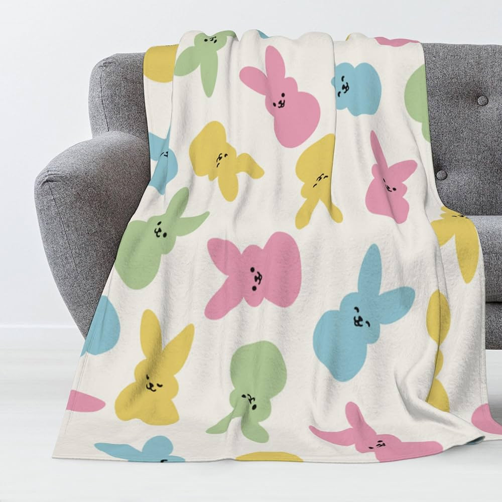 Luxury Plush Easter Blanket Red Blue Green Yellow Colorful Bunny Throw Blanket for Couch,Lightwei... | Amazon (US)