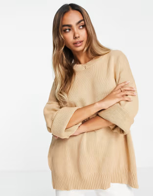 Stradivarius oversized knitted sweater in camel | ASOS (Global)