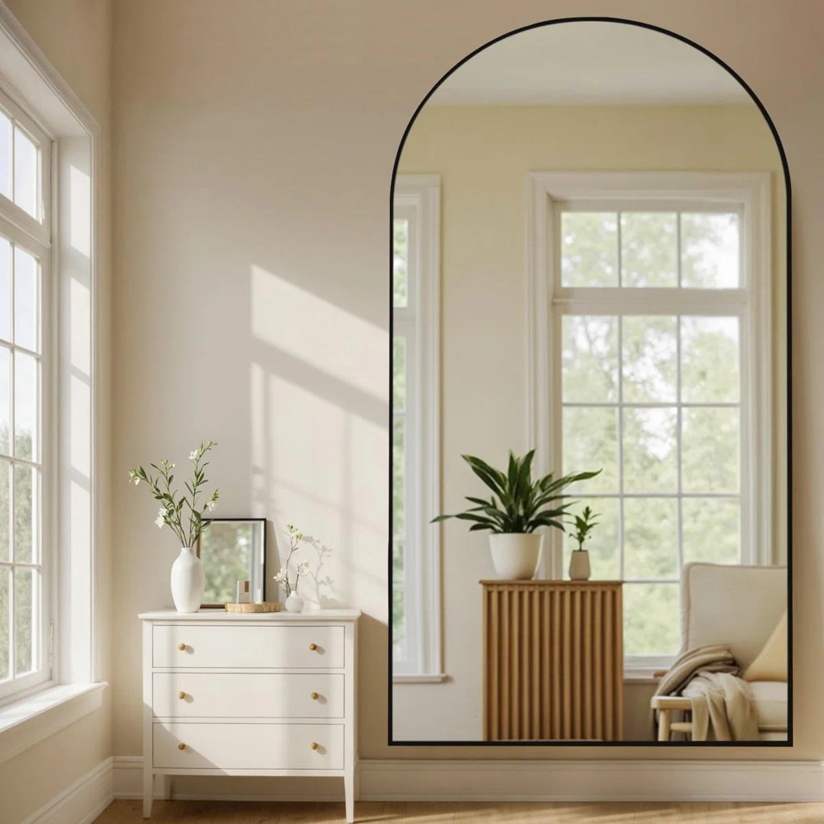 Large Oversized Arched Floor Mirror With Stand, Wall Mirror | Wayfair North America