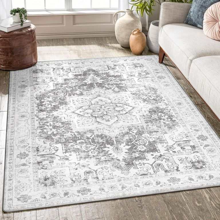 KUETH 8'x10' Area Rugs for Living Room, Non Slip Machine Washable Vintage Indoor Rug, Low Pile Ch... | Walmart (US)
