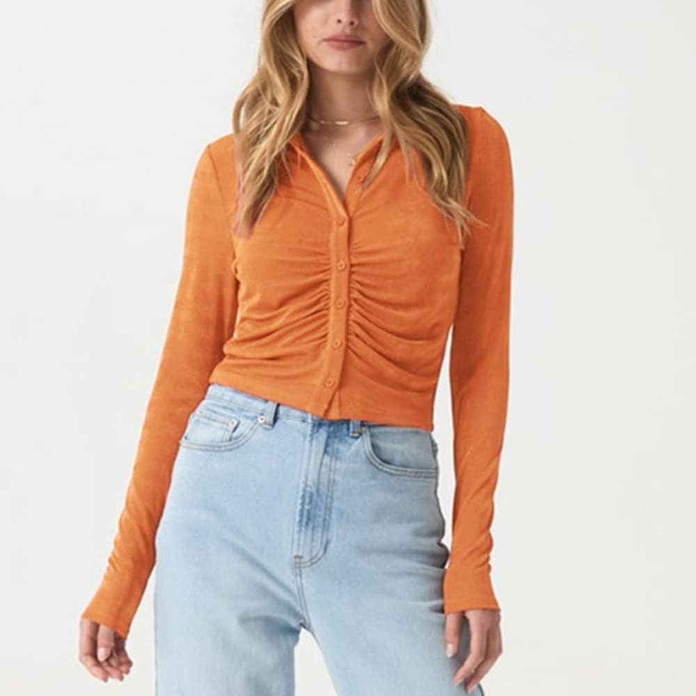 SAFRISIOR Women Plaid Shirt Sweater Crop Tops | Amazon (US)