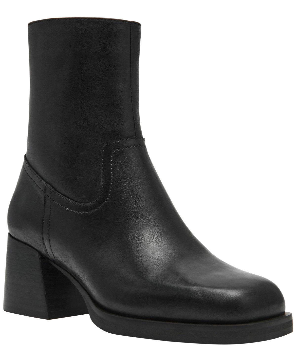 Steve Madden Women's Latches Block Heel Booties - Black Leather | Macy's