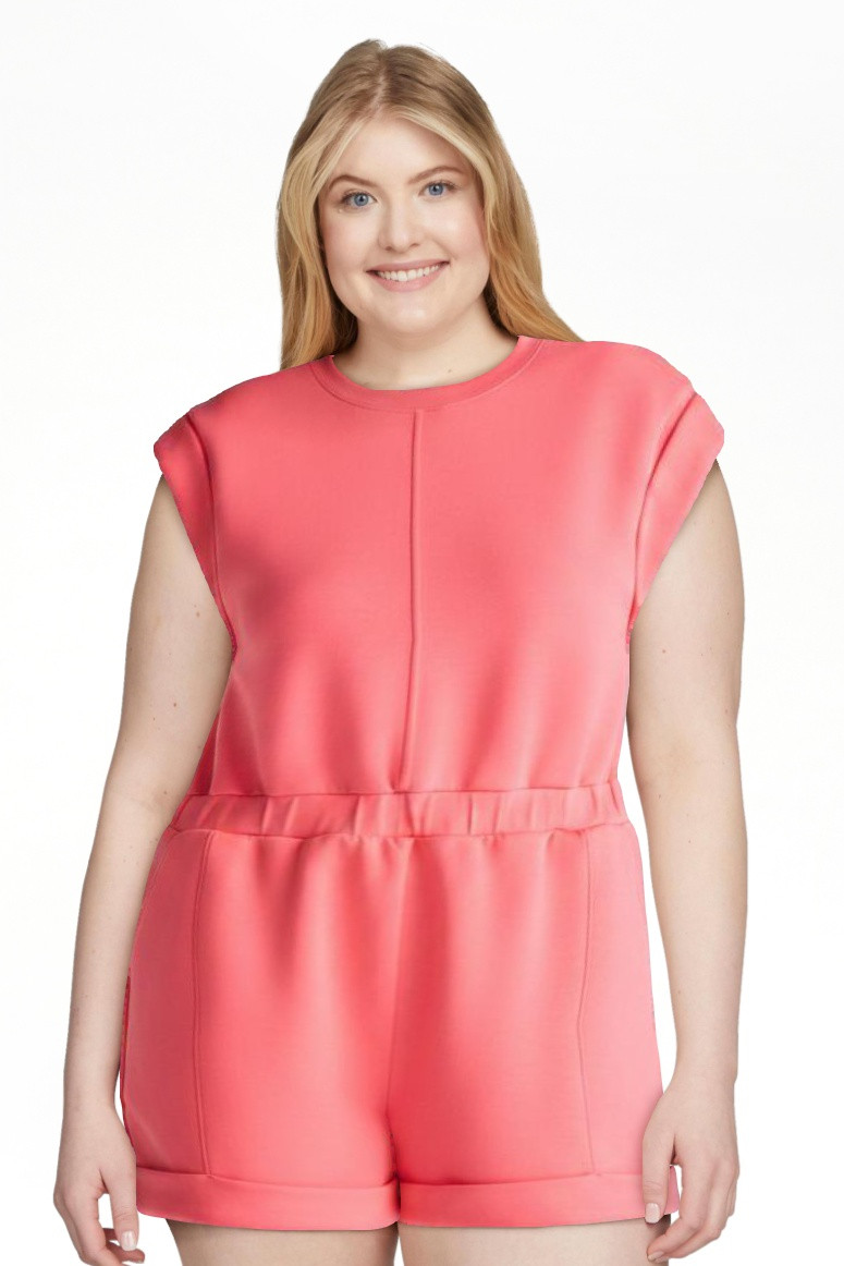 Scoop Women's and Women's Plus Scubaknit Crewneck Romper, Sizes XS-4X - Walmart.com | Walmart (US)