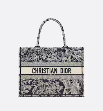 Medium Dior Book Tote Blue Toile de Jouy Reverse Embroidery (36 x 27.5 x 16.5 cm) | DIOR | Dior Couture