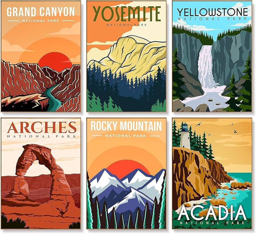 Offito 6 Pack Paint by Numbers Kit for Adults Beginners - 10x14 Inch National Park Adult Paint by... | Amazon (US)