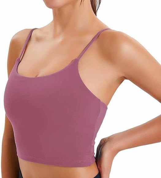 FAHZON Longline Sleeveless Sports Bra Seamless Workout Running Shirts Yoga Tank Top Camisole with... | Amazon (US)