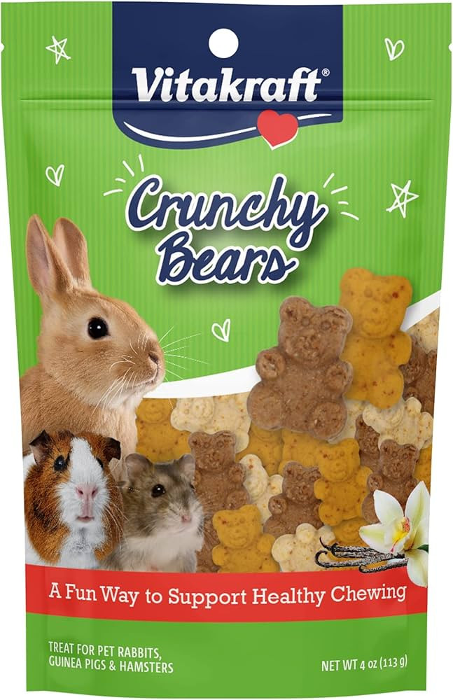 Vitakraft Crunchy Bears Small Animal Treat - Made with Real Vegetables - for Rabbits, Guinea Pigs... | Amazon (US)
