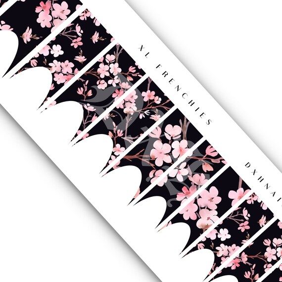 Japanese Cherry Blossom XL Frenchies  French Tip Nail Wraps  | Etsy | Etsy (US)