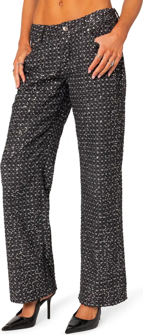 Nyah Sequin Low Rise Wide Leg Jeans | Nordstrom