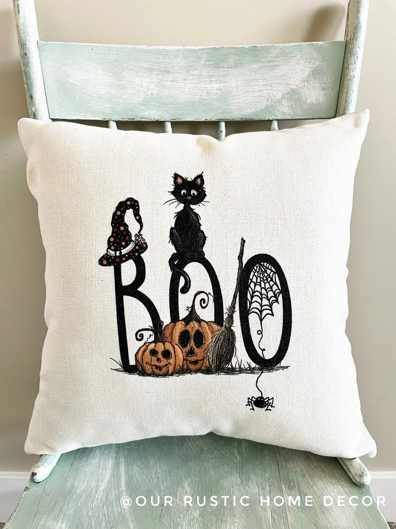 Boo October Halloween Pillow Cover - Halloween Decor - Fall Pillow Cover - Fall Decor Halloween P... | Etsy (US)