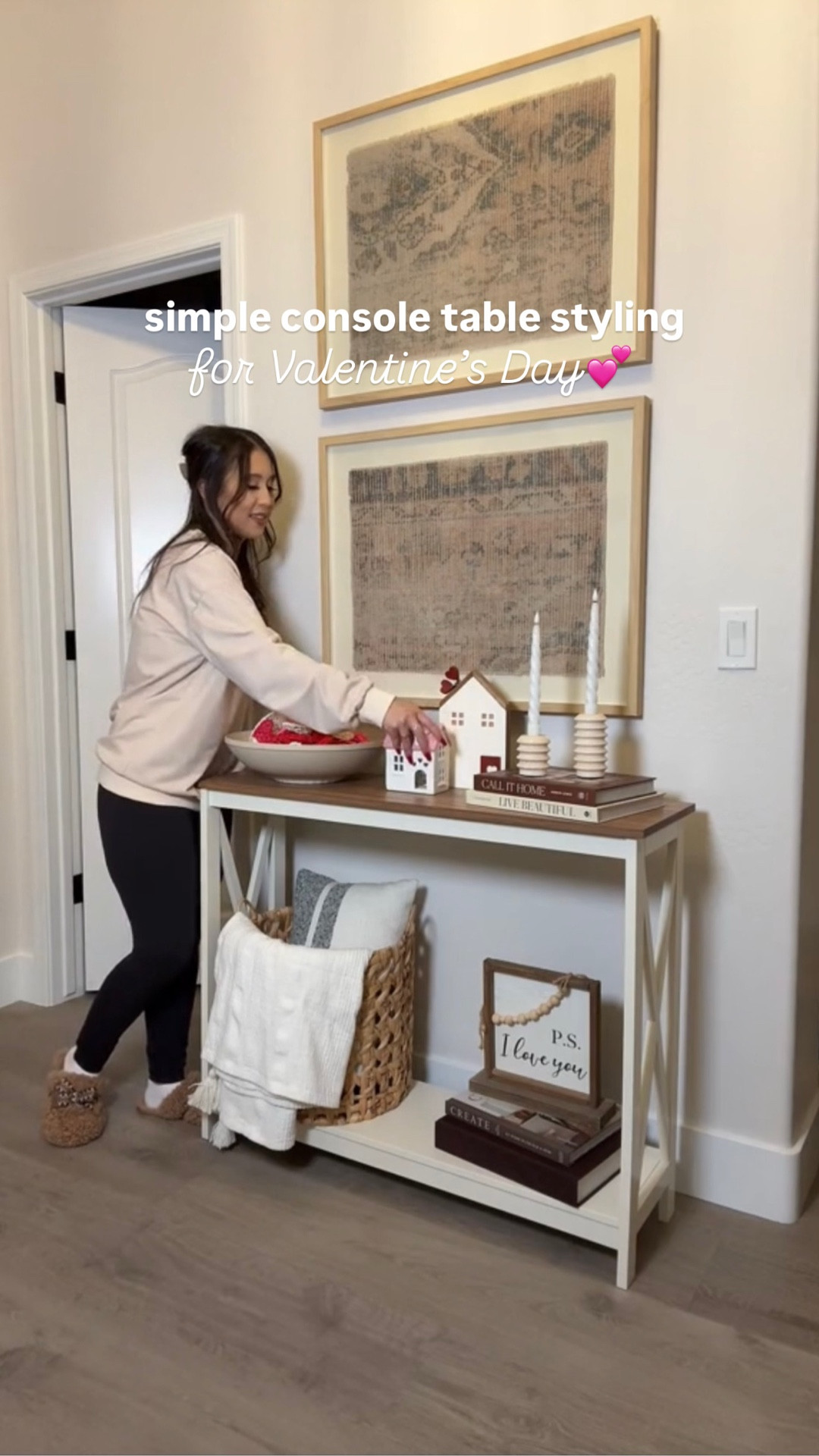 simple console table styling for Valentine’s Day #homedecor #affordablefurniture

#LTKSeasonal #LTKHome #LTKValentine