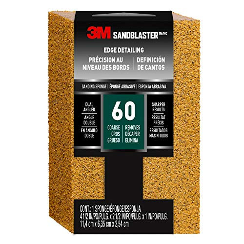 3MSandBlaster Dual Angle Sanding Sponge, 60-Grit, 2.625 in by 4.5 in (9558) | Amazon (US)