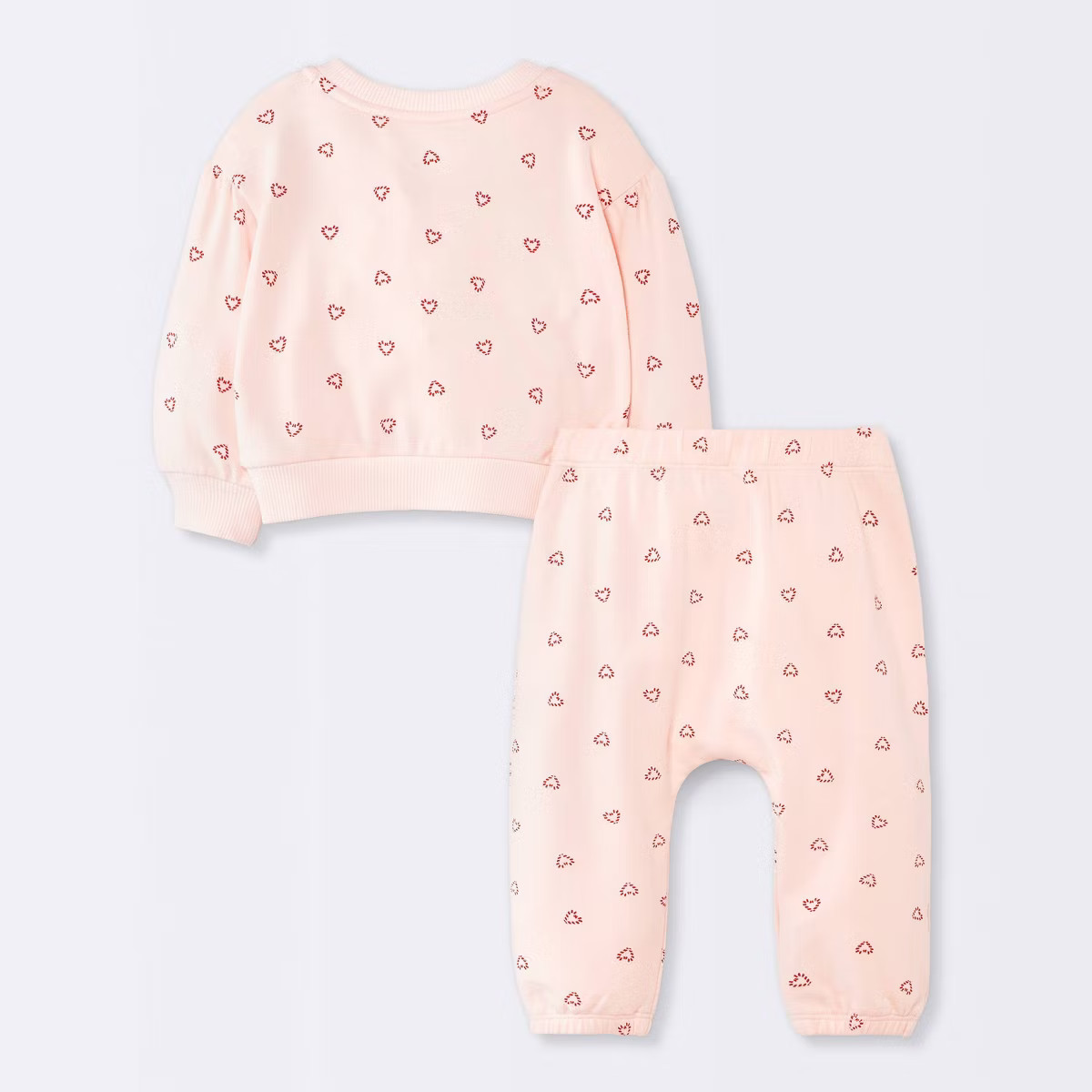 Baby Girls' 2pc Christmas Holiday Candy Cane Heart Fleece Sweatshirt and Jogger Pants Set - Cloud... | Target