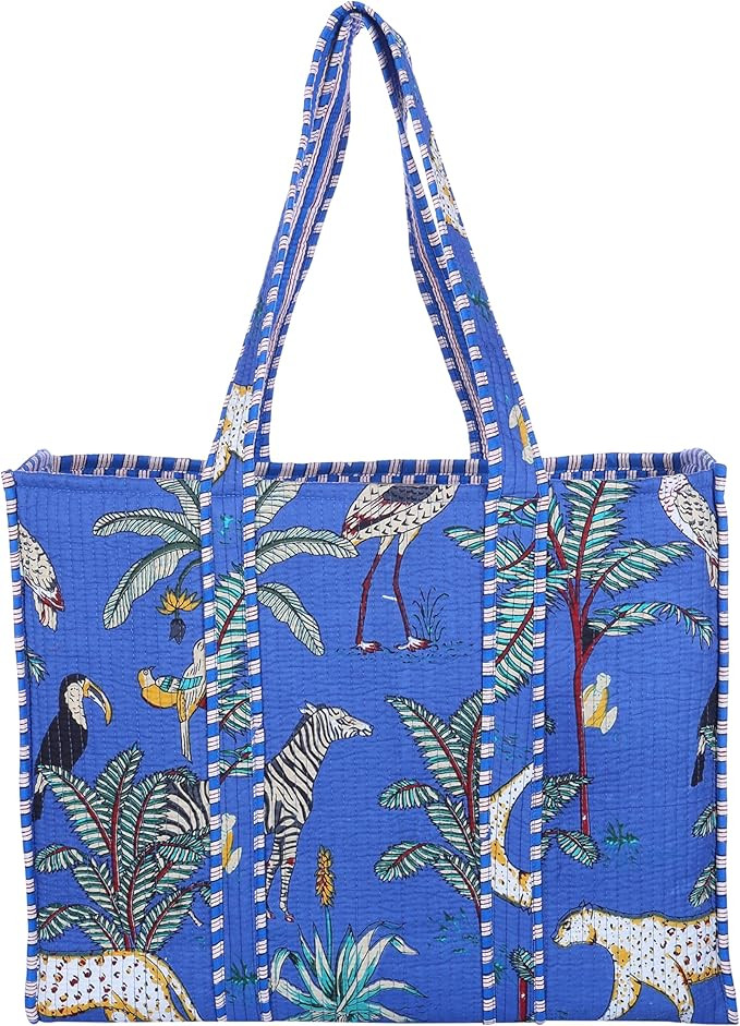 100% Cotton Shoulder Bag Tote Bag Women Reversible Shopping Bag &Grocery Bags Stylish Travel Bag ... | Amazon (US)