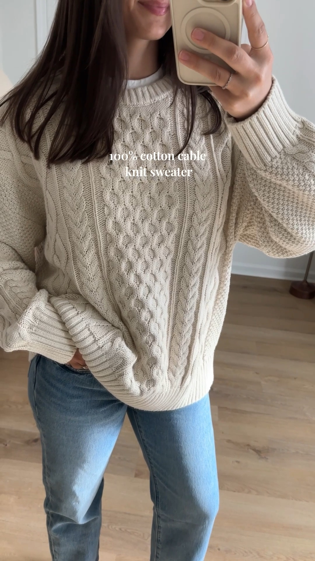 100% cotton cable knit sweater! On sale + extra 20% off in app. Wearing size medium and 26 jeans 

#LTKSaleAlert #LTKSeasonal #LTKFindsUnder100