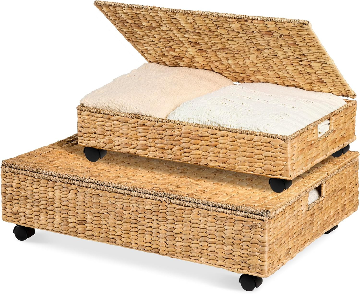 Best Choice Products Under Bed Storage Containers W/Lid, Wheels and Handles, 2-Pack Large Handwov... | Amazon (US)