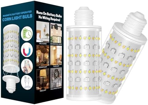 Battery Operated Light Bulb With Remote Control, 2 Pack Rechargeable Light Bulbs 360° lighting F... | Amazon (US)