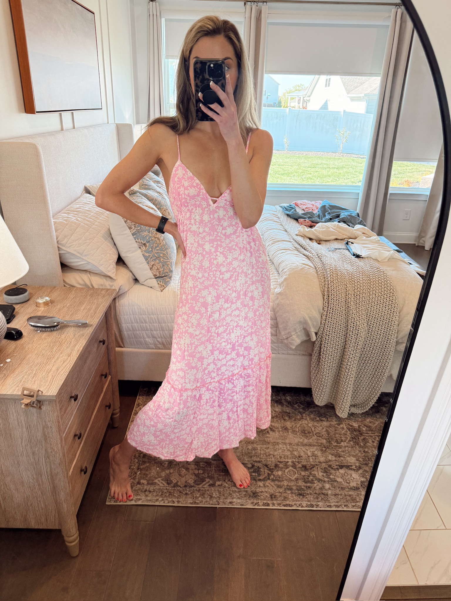 Feeling extra feminine in this blush pink moment 🌷 flowy, flattering, and perfect for warm-weather days! I'm wearing a medium!  

 #LTKootd #LTKSeasonal #LTKTall