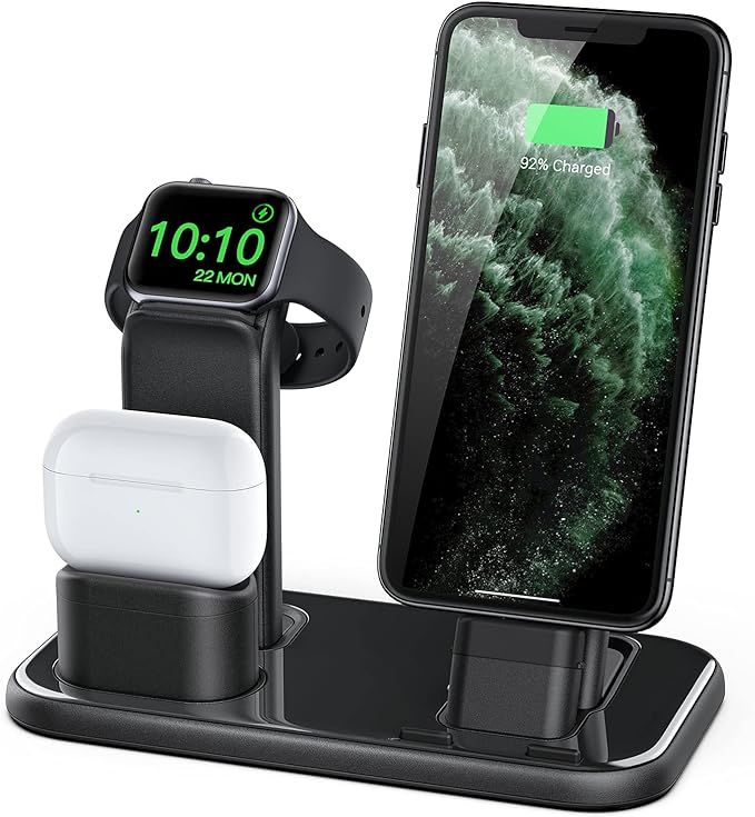 BEACOO Upgraded 3 in 1 Charging Stand for iWatch Series 6/5/4/3/2/1, Charging Station Dock Compat... | Amazon (US)