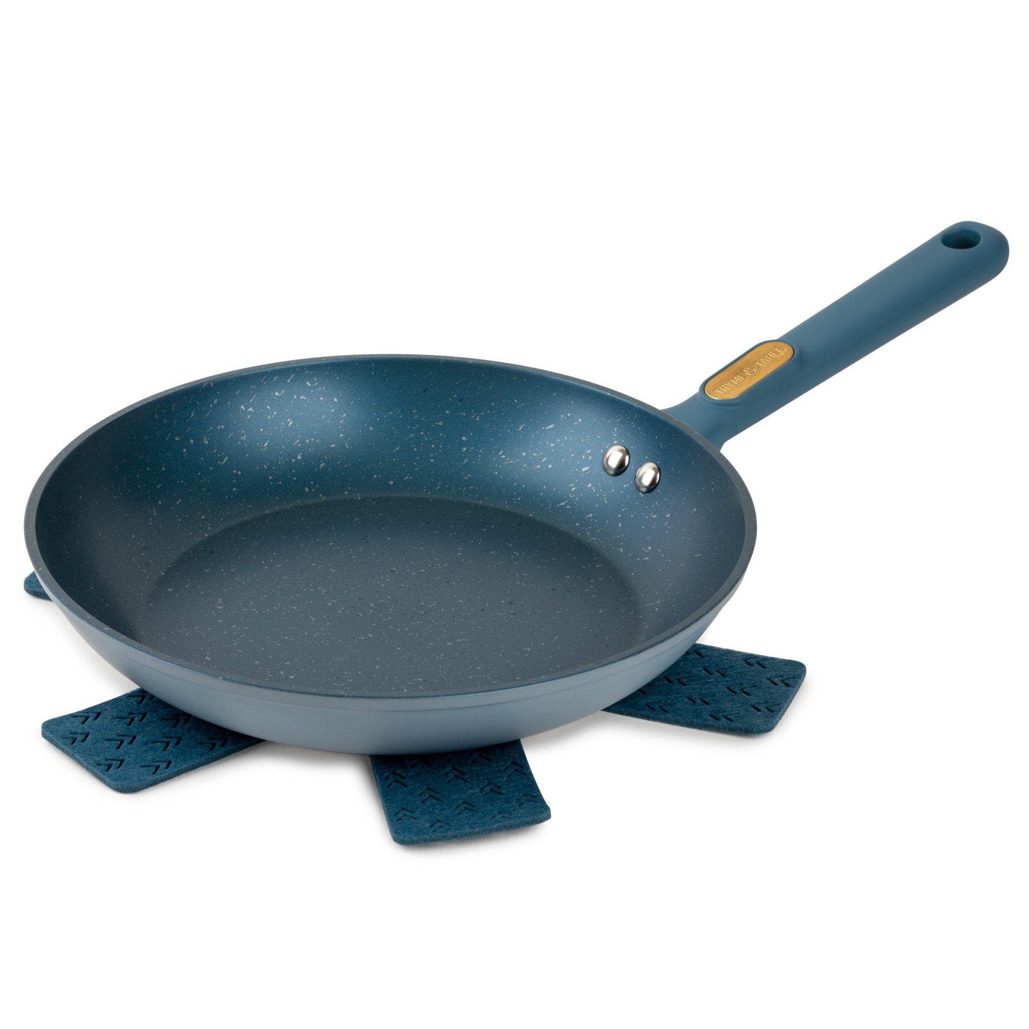 Thyme & Table Non-Stick 10 Inch Fry Pan with Stainless Steel Base, Blue | Walmart (US)