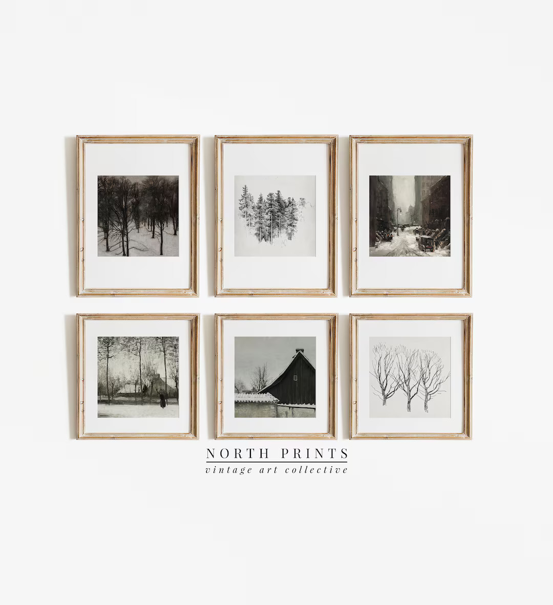 Moody Winter Gallery Wall Print SET | Square Art Prints | Vintage Farmhouse Decor | PRINTABLE Dow... | Etsy (US)