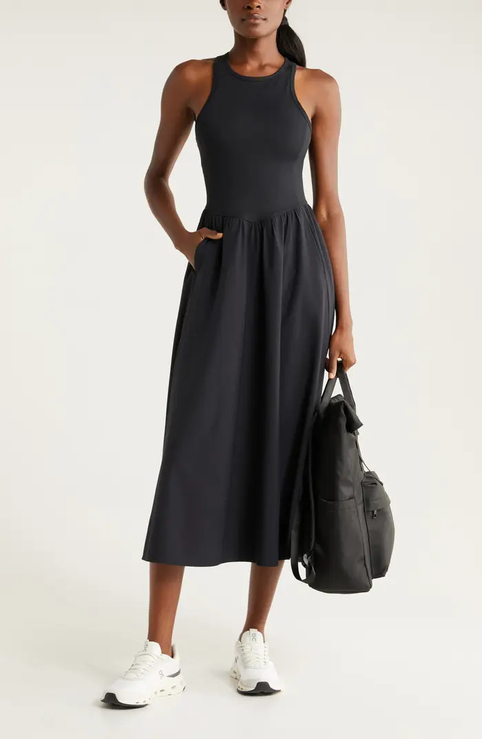 Zella Effortless Hybrid Racerback Midi Dress | Nordstrom | Nordstrom