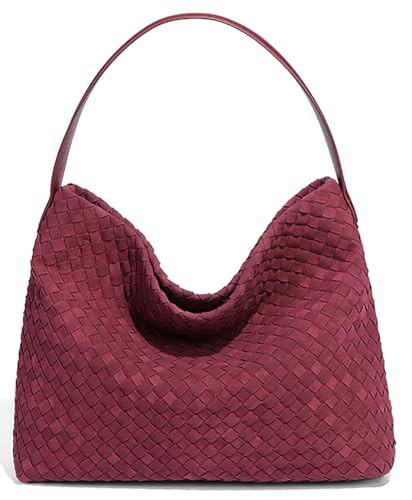 Slouchy Suede Woven Hobo Bags Women Trendy Suede Purse Crossbody Crescent Shoulder Satchel Bag Top Handle Tote Handbag | Amazon (US)