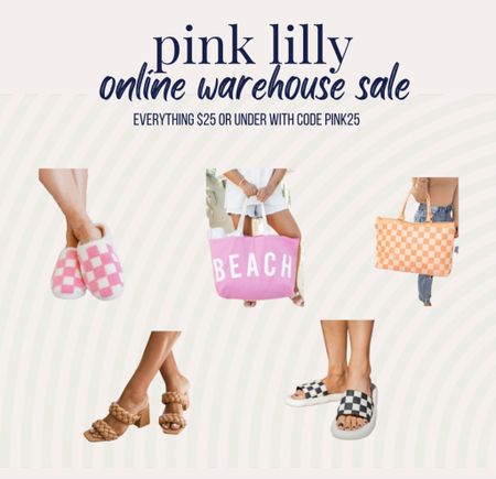 Online Pink Lilly Warehouse sale! Everything is $25 and under when you use code pink25. Lots of cute swimsuits, sandals, slippers and tote bags! I even snagged a beach bag for my vacation coming up! 

#LTKsalealert #LTKunder50 #LTKitbag