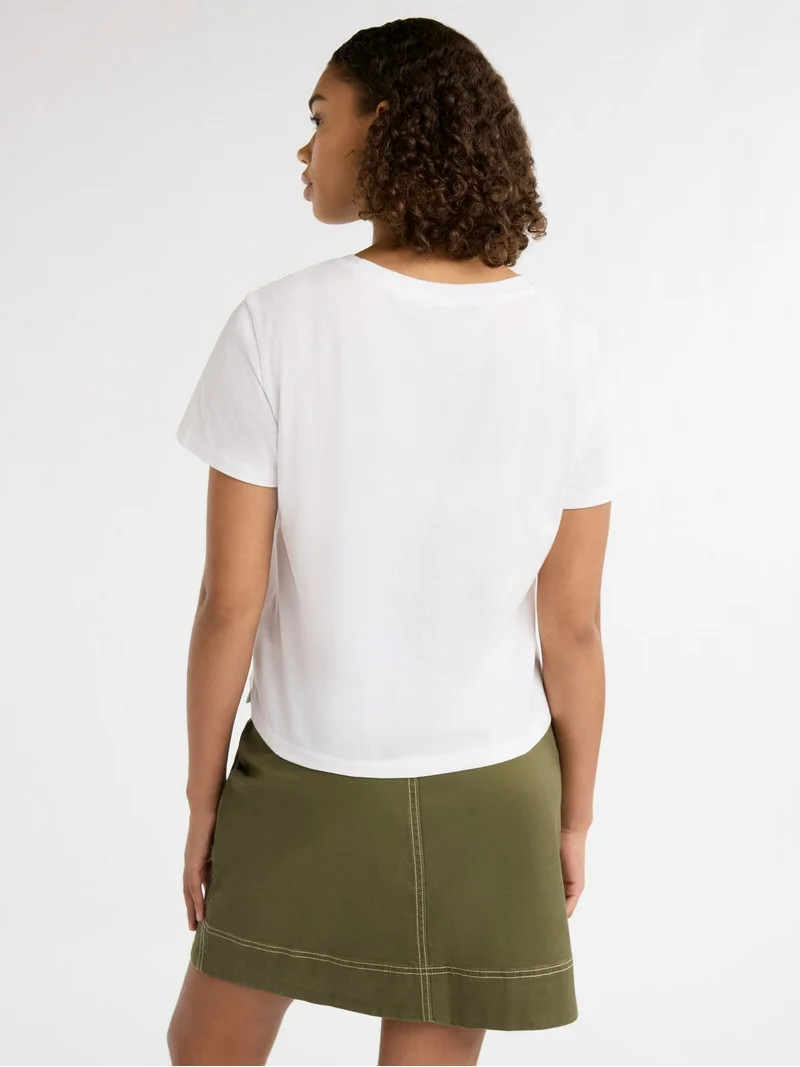 Free Assembly Women's and Women's Plus Cotton Cropped Boxy Tee with Short Sleeves, Sizes XS-XXL | Walmart (US)