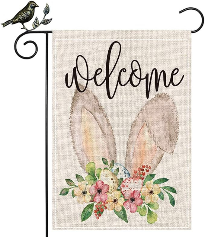 AENEY Easter Garden Flag 12.5 x 18 Inch Vertical Double Sided Decorative Welcome Easter Bunny Ear... | Amazon (US)