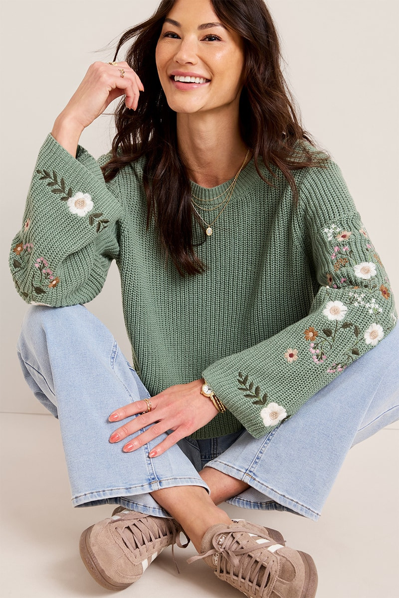 Tammy Floral Embroidered Sweater | Francesca's