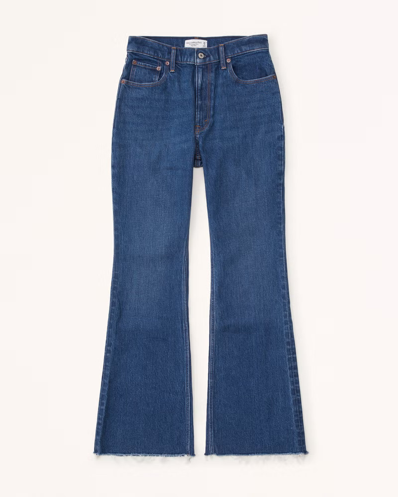 Abercrombie & Fitch Women's High Rise Vintage Flare Jean in Dark With Raw Hem - Size 34 LONG | Abercrombie & Fitch (US)