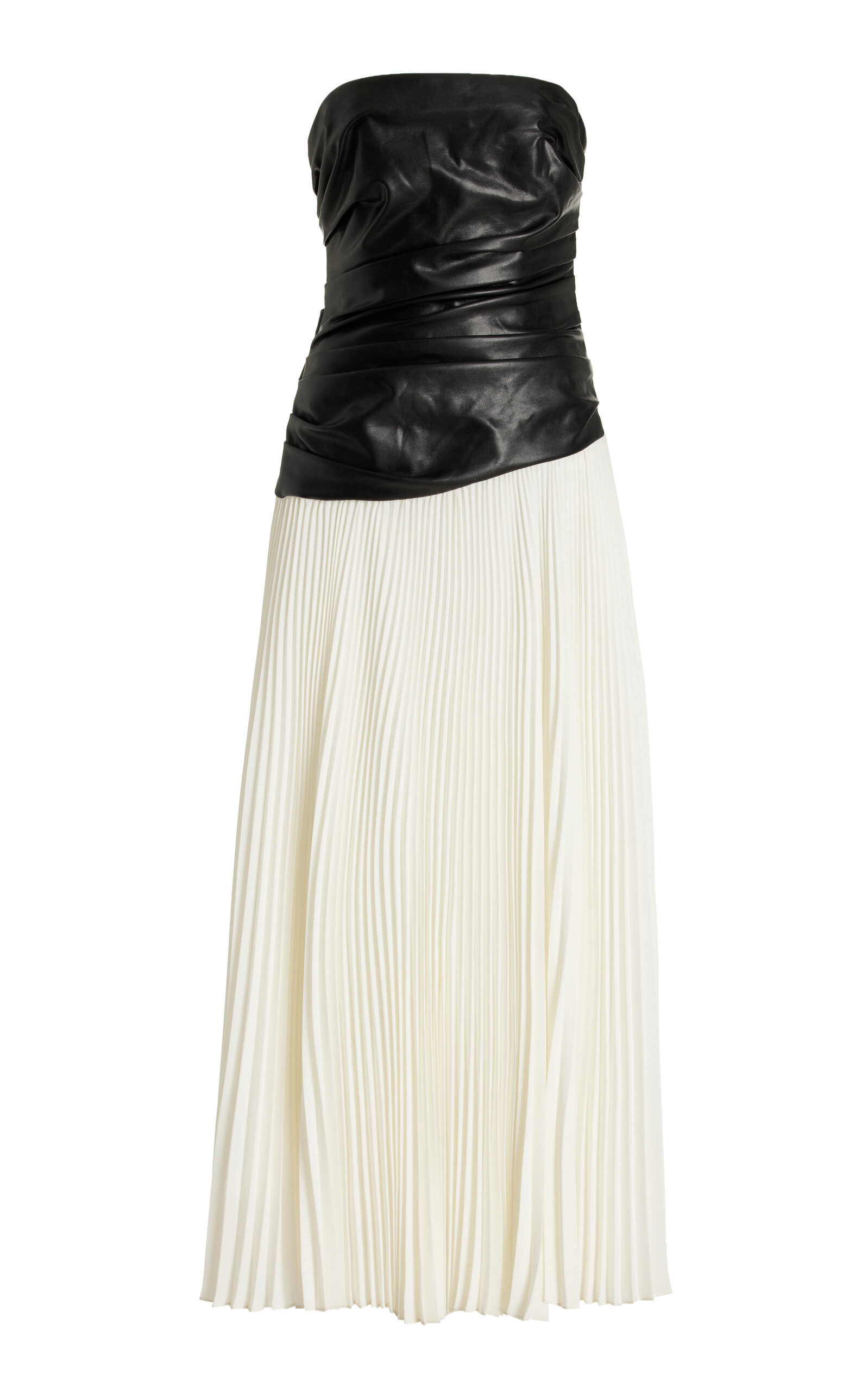 Aire Leather-Topped Plisse Maxi Dress | Moda Operandi (Global)