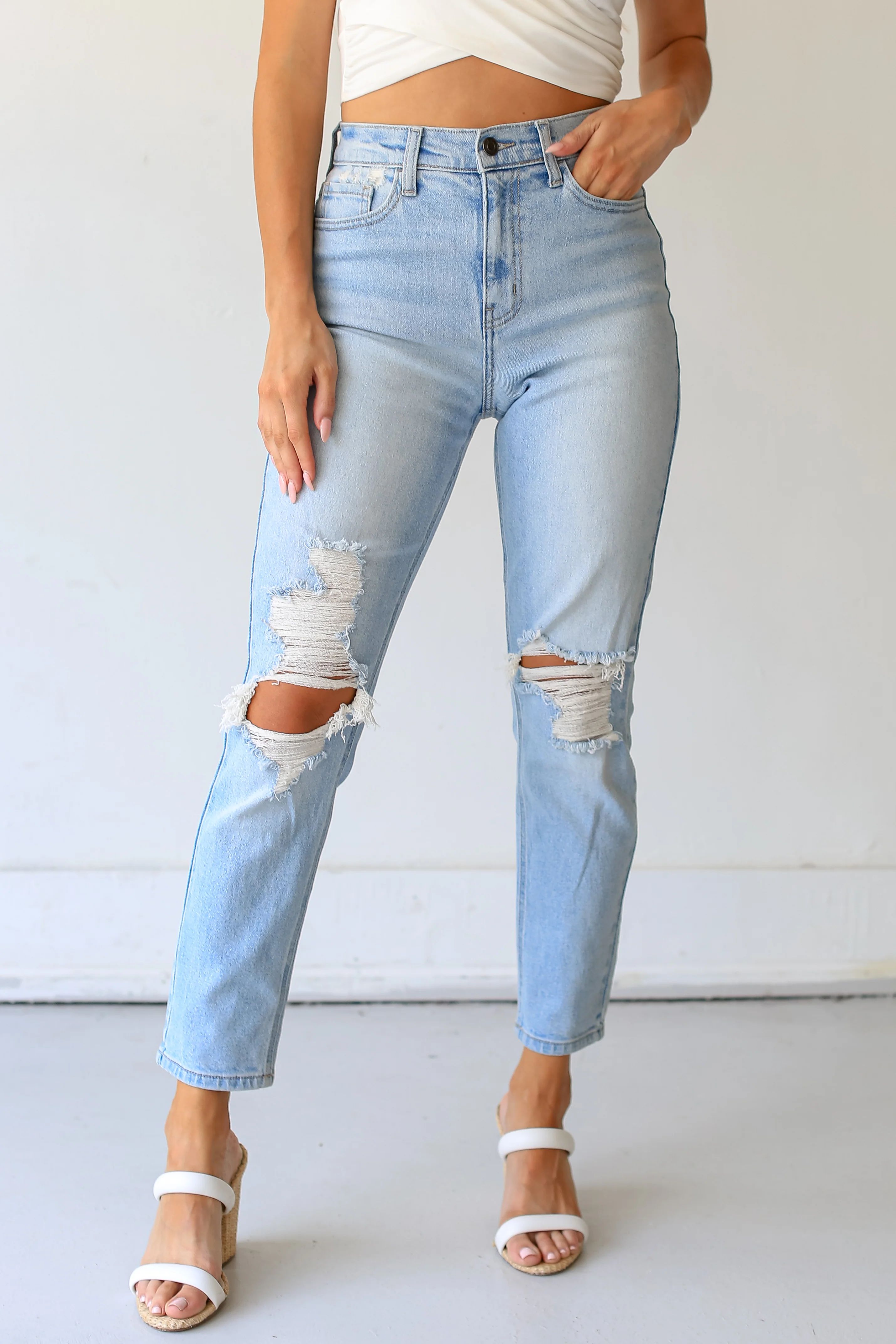 Spend Time With Me Distressed Mom Jeans | Dress Up