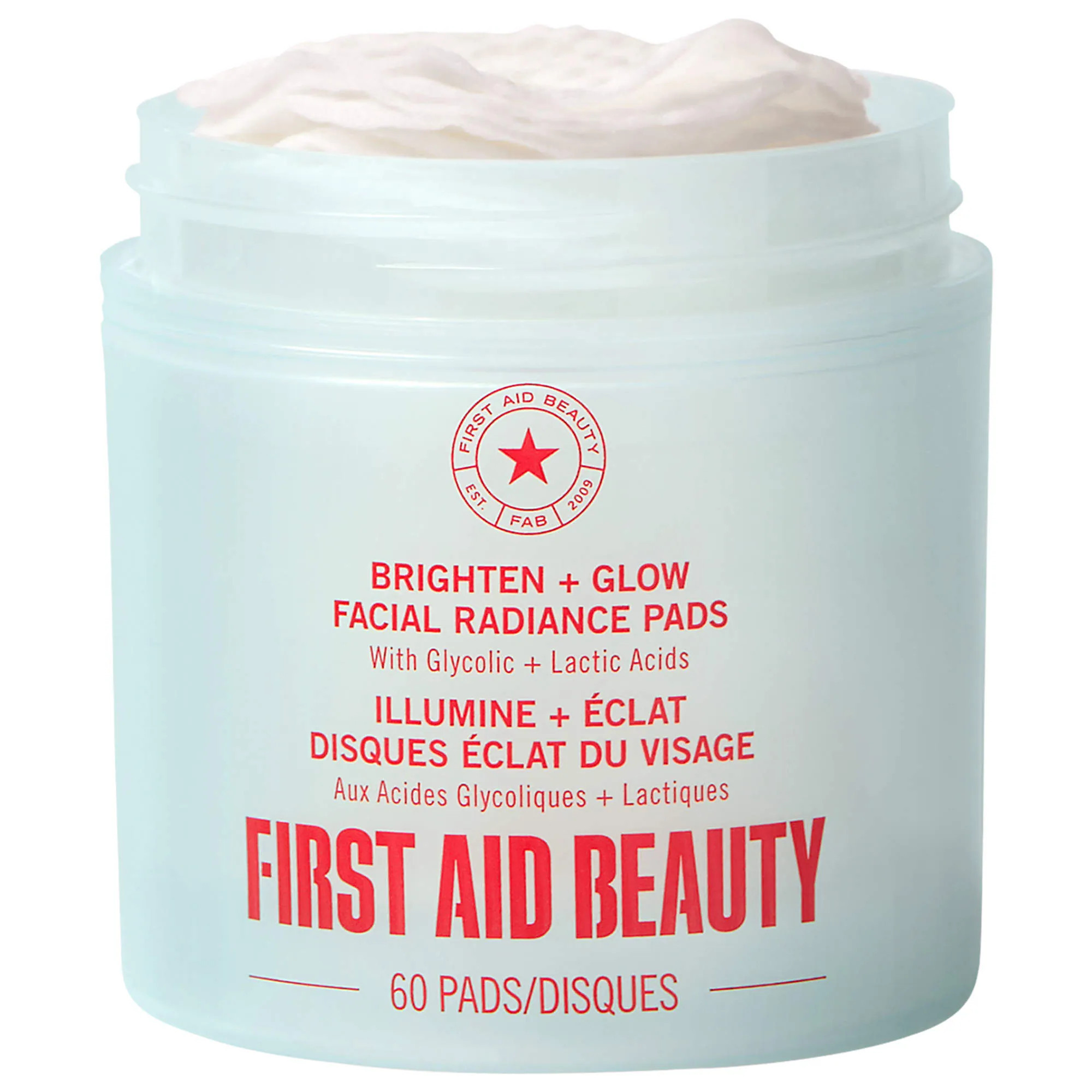 First Aid Beauty Brighten + Glow Facial Radiance Pads with Glycolic + Lactic Acids 60 pads/pack | Sephora (US)