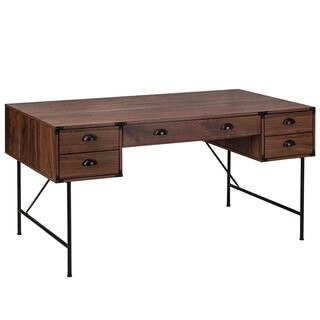 Bombay 59 in. Walnut Writing Desk | The Home Depot
