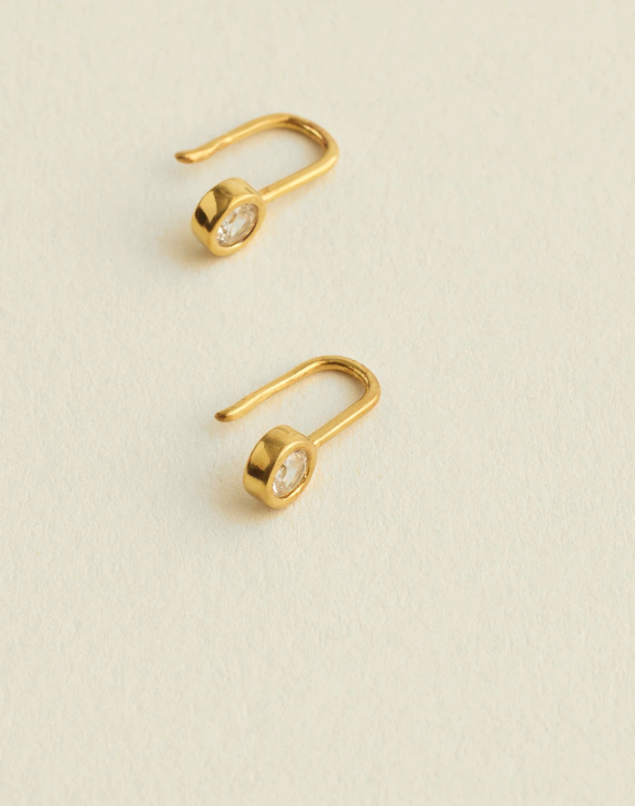 Demi-Fine Bezel Small Drop Earrings | Madewell