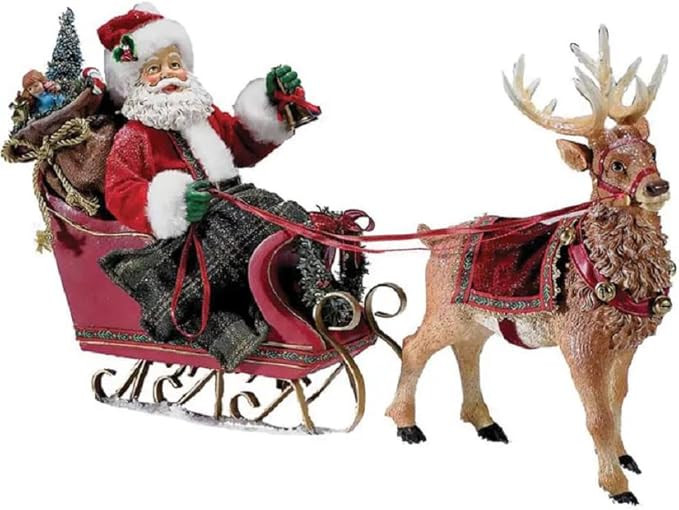 Kurt Adler Fabriché 10-Inch Santa in Sleigh with Deer Tablepiece | Amazon (US)